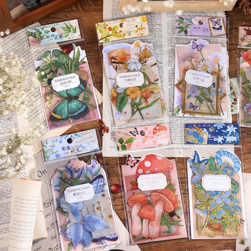 15pcs/lot Kawaii Stationery Stickers flower Diary Planner Decorative Mobile Sticker Scrapbooking Journal DIY Craft Sticker