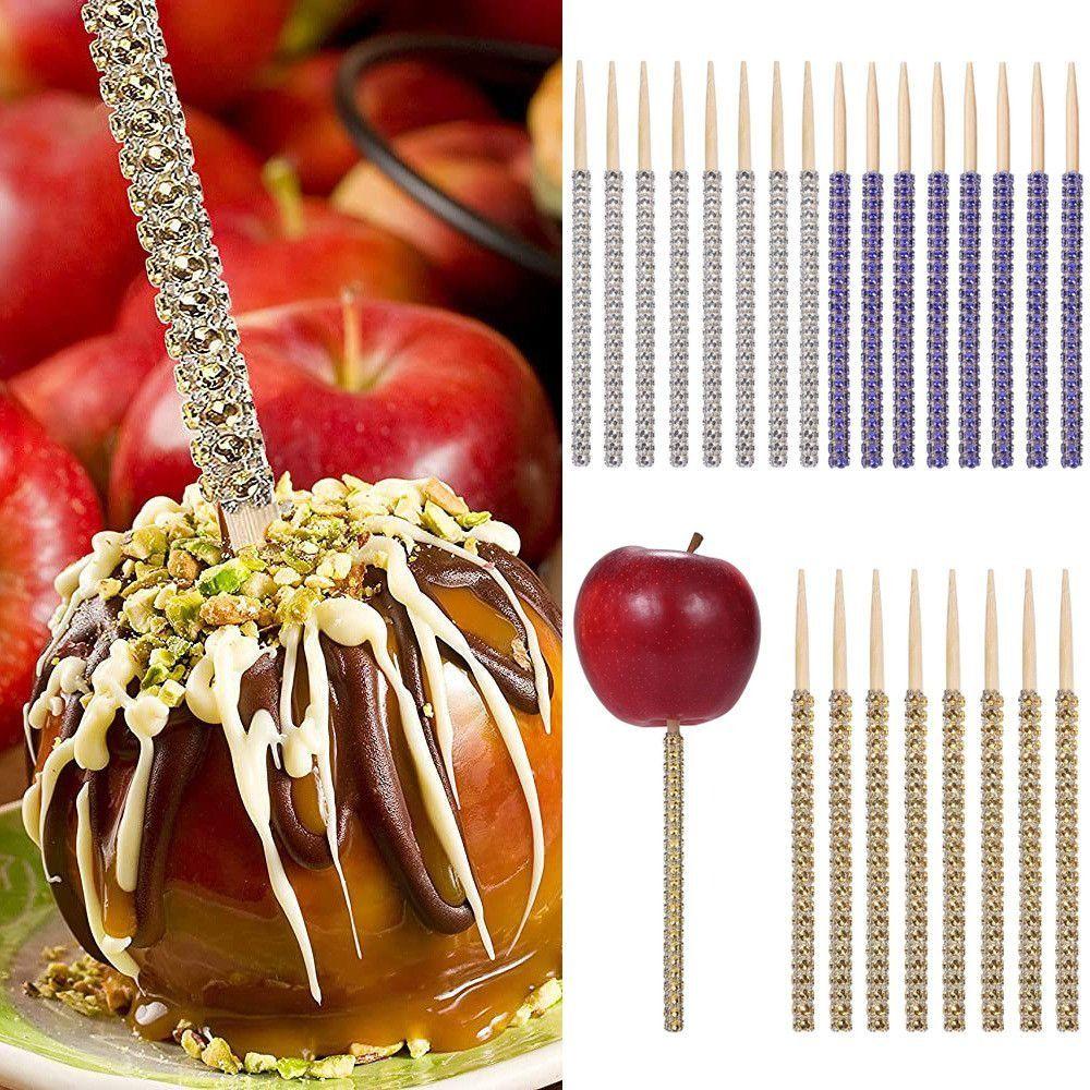 Rhinestone Apple Sticks Bling Candy Sticks Creative Cake Chocolate Caramel Sticks Buffet Salad