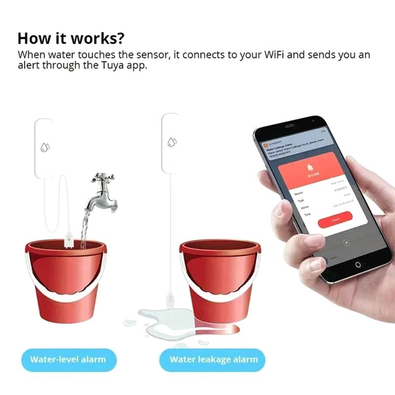 Датчик воды Детектор протечки воды Связь с водой Приложение Smart Life Датчик тревоги Защита безопасности умного дома