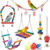 11-Piece Parrot Toy Set: Birdcage Accessories with Ladder, Swing, Hanging Ring, and Educational Ball