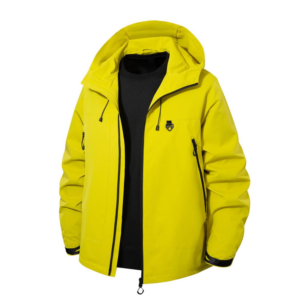 Men's Hooded Jacket Waterproof Wear-Resistant Casual Sports Outdoor Mountaineering Jacket