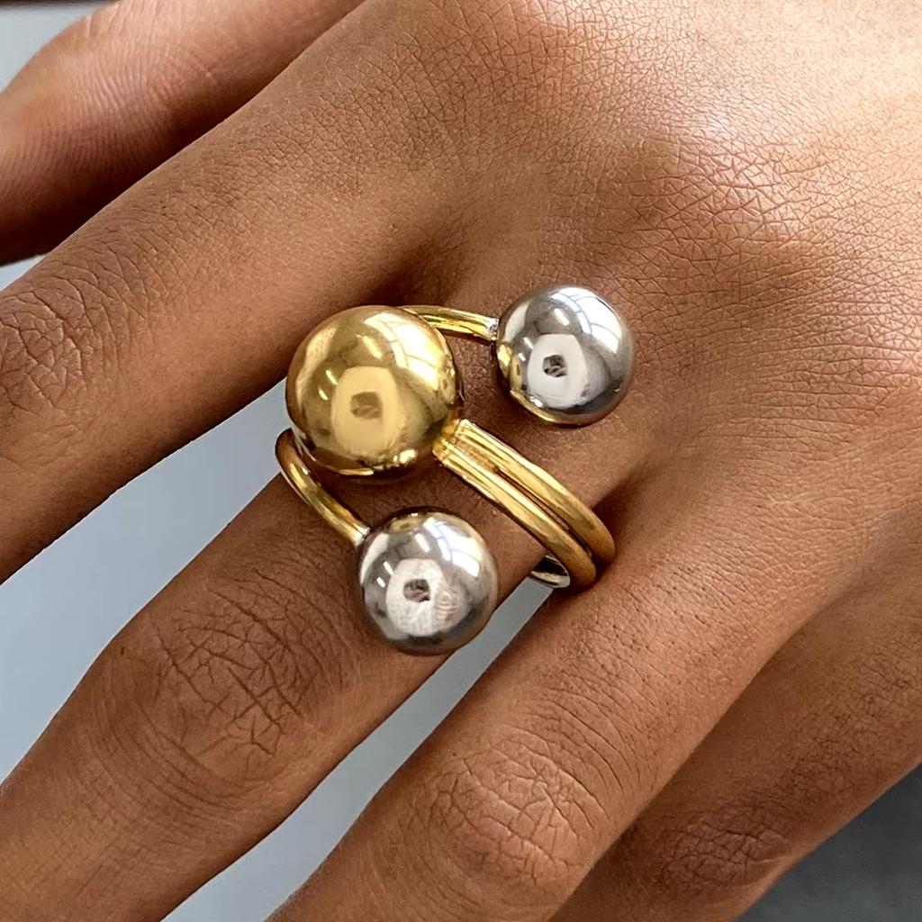 Yori Stainless Steel Creative Individualistic Ball Ring 2024 Colorfast Popular Party Personalized Exaggerated Charms Jewelry Wom