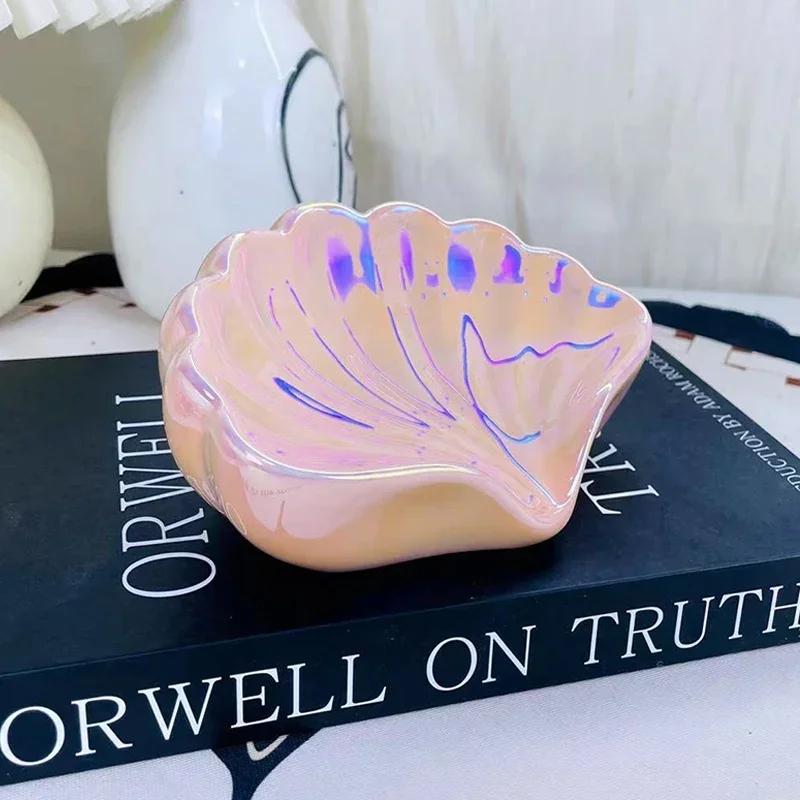 Creative Shell Ceramic Soap Dish Portable Soap Box Home Bathroom Accessories Desk Organizer Waterproof Drain Rack Dishes Drainer