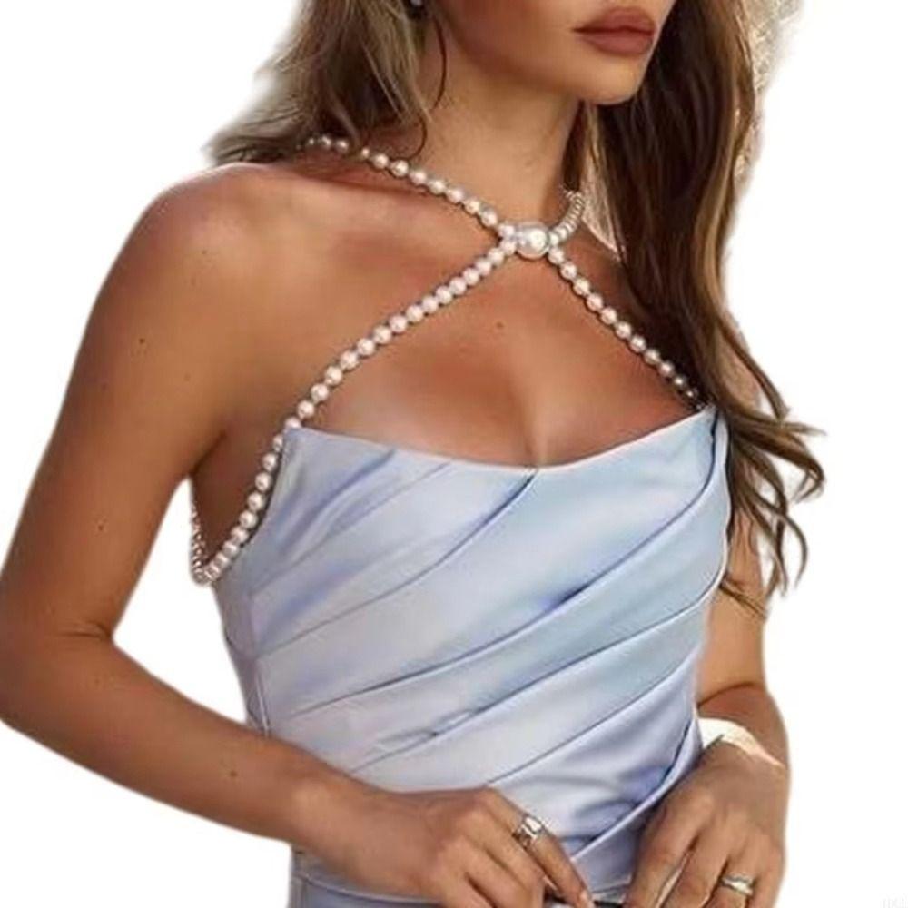 Imitation Pearls Imitation Pearl Shoulder Chain Beaded Collar Collarbone Chain Evening Dress
