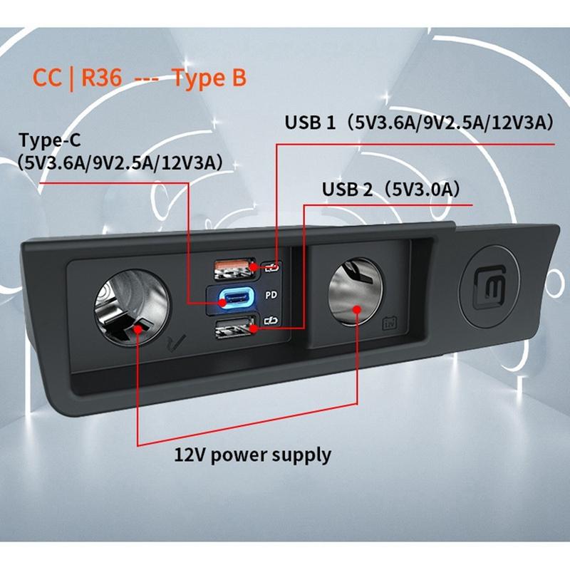 Car Charger Cigarettes Lighter Modified One For Two For- Passat B6/B7/CC/Arteon/R36