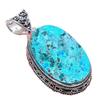 Tibetan Turquoise Gemstone Handmade 925 Sterling Silver Jewelry Pendant 2.17" AH-766