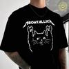 Смешная Кошка Meowtallica Кошачья Рок-Музыка Футболка Мото Мужской Бренд Футболка Мужская Летние Футболки Повседневная Высокая