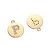 Copper Zirconium Inlaid Circular 26 Letter Pendant For DIY Jewelry Making Craft Accessories