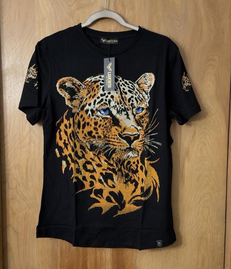 Laverita European Fashion Rhine Stones Jaguar Crew Neck T-Shirt Tee Sz M NWT Unisex T-Shirt