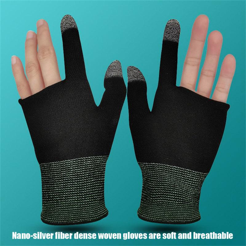 1 Pair 2-finger Gaming Gloves Breathable Anti-sweat Compatible For Pubg Gaming Eat Chicken