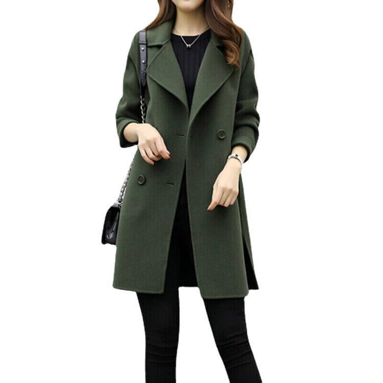 2024 Autumn/Winter Women's Cocoon Wool Coat, Medium-Length, Double-Breasted, Loose Fit