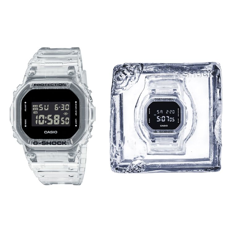 Casio Серия G-Squad G-Shock Прозрачный Ледяной Прочный Ограниченная Серия Подарочная Коробка Ударопрочный Водонепроницаемый Кварцевый Механизм Ремешок из Смолы DW-5600SKE-7PR