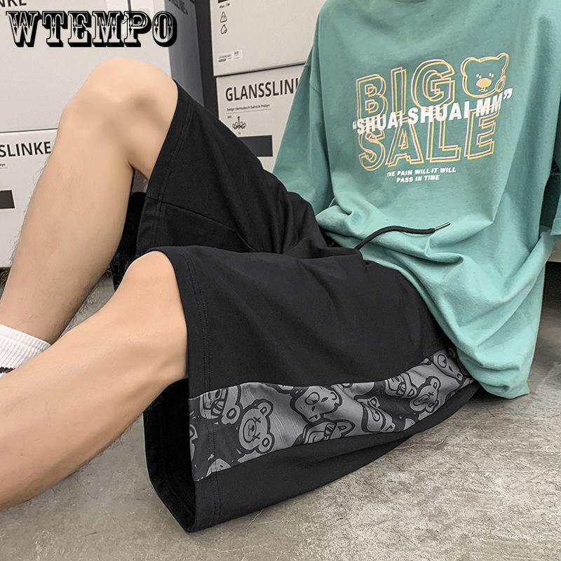 Спортивные шорты с медведем, мужские летние свободные брюки в стиле Харадзюку с пятью очками, студенческие штаны для пар, трендовый брендовый дизайн, смысл ниши