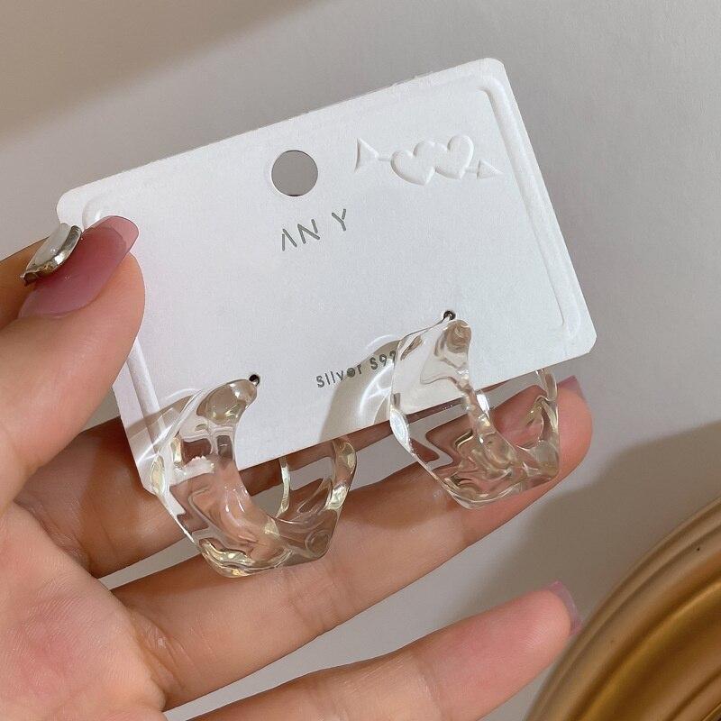 Новые корейские прозрачные акриловые геометрические серьги-кольца в форме буквы С для женщин и девочек, трендовые висячие серьги для вечеринок, путешествий, ювелирных изделий, подарков