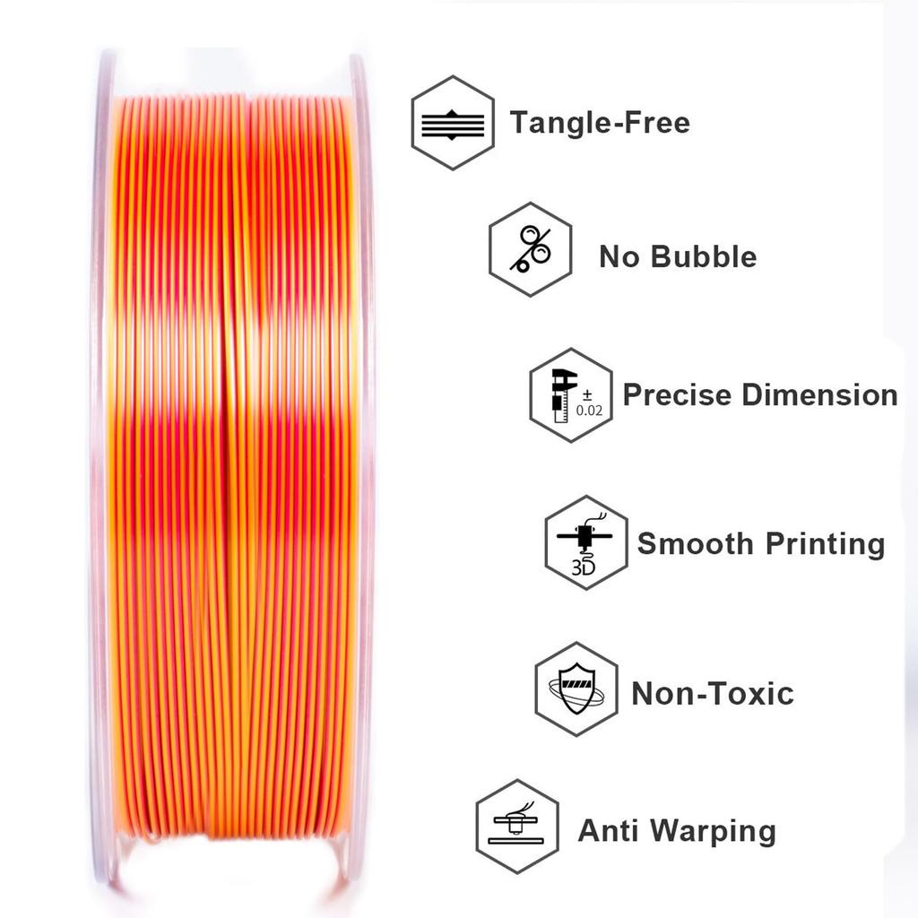 Geeetech Dual Colors BiColor Silk PLA Filament, 3D Filament 1,75 mm 1KG Spool Wire (+/-0.03mm) Vacuum Packaging