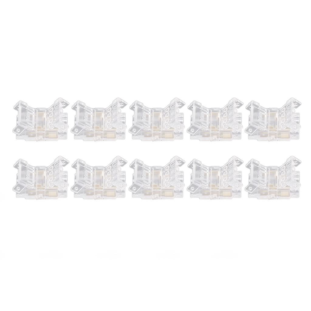10Pcs COB LED Strip To Wire Connector 10mm 3Pin Transparent Solderless LED Light Strip Connectors for Home School Office