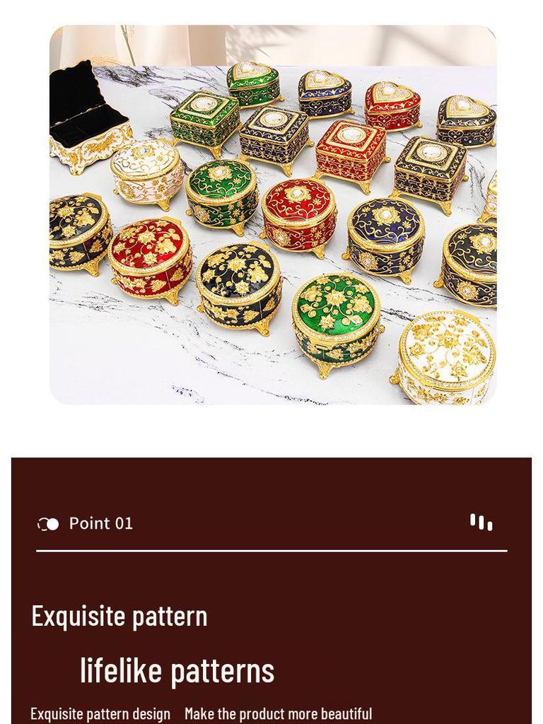 European Retro Luxury Princess Enamel Jewelry Box - Exquisite Metal Necklace Storage Box