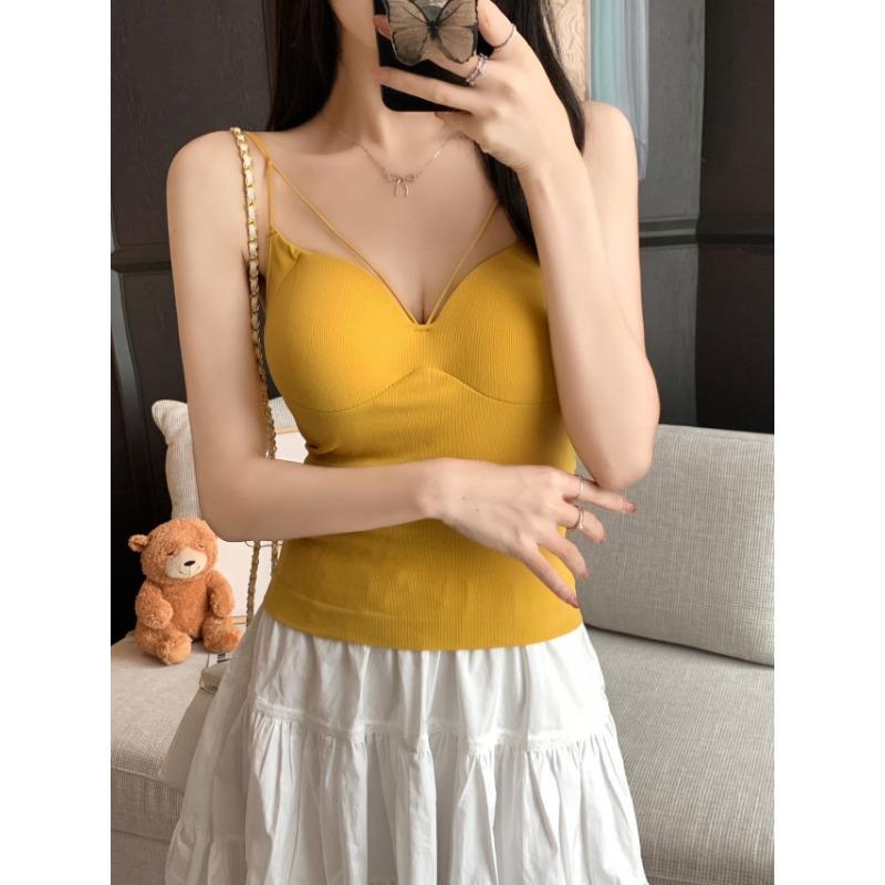 Сладкий и пряный ветер V-образный вырез Осторожно машина один халтер жилет женственность красивая спина стройнящий внешний вид верхняя одежда прилив