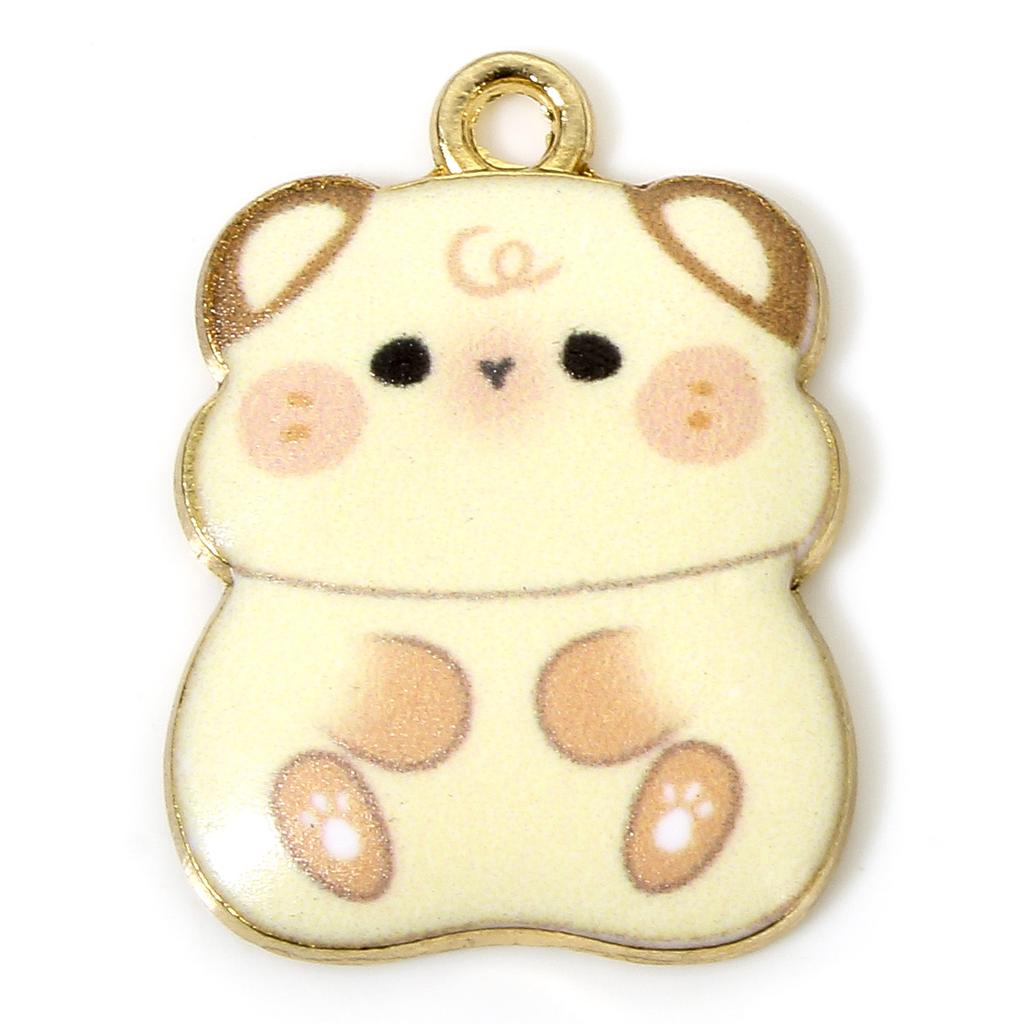 10 PCs Multicolor Hamster Cat Enamel Charms Zinc Based Alloy Gold Plated  Pendants for DIY Jewelry Making 23mm x 17mm