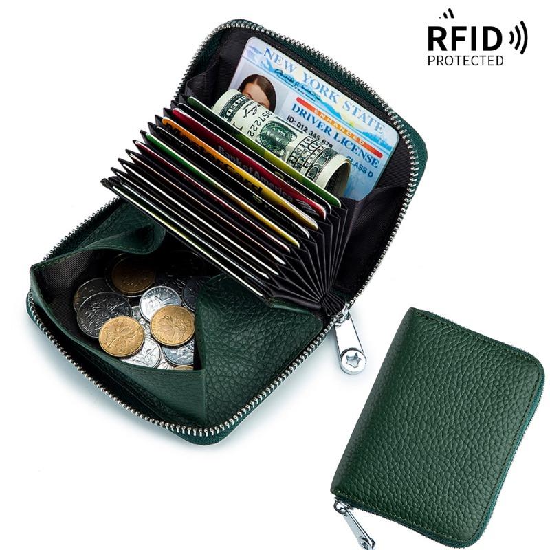 Сумка для карт, кожаная сумка для мелочи RFID, японская, чехол для карт на молнии, сумка для карт для женщин, большая вместимость
