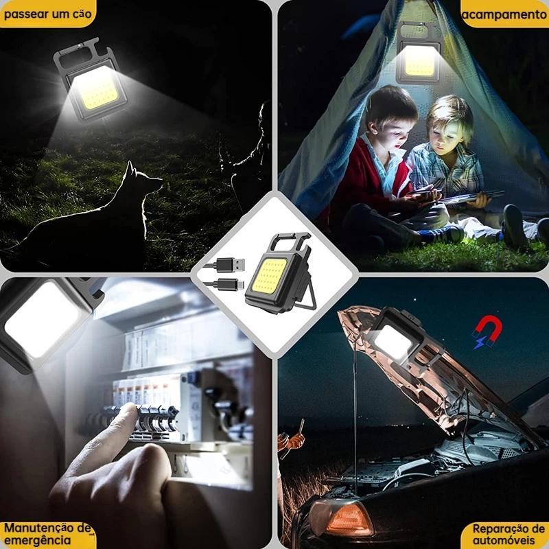 Portable Mini LED Flashlight Work Light Pocket Flashlight Key Chain Pocket Outdoor USB Mini Lamp Cob Work Light Camping Lantern