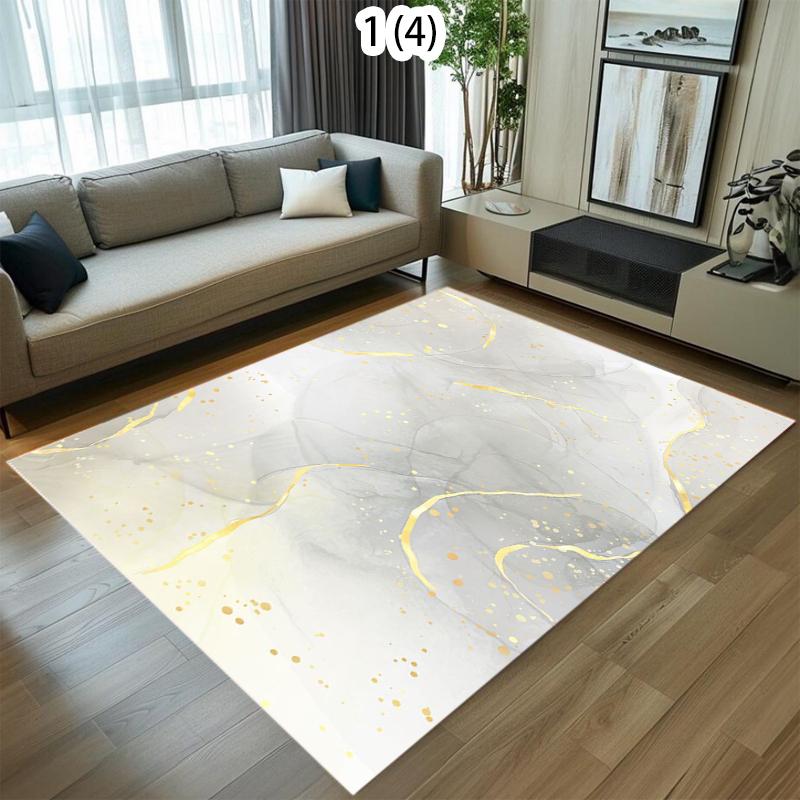 Luxury Gold Foil Marble Texture Area Rug Modern Soft Non-Slip Carpet Elegant Home Decor for Living Room Bedroom Dining Room