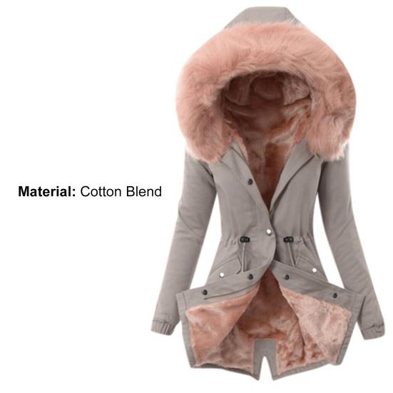 Женская теплая куртка с длинным рукавом и мягкой плюшевой подкладкой и капюшоном