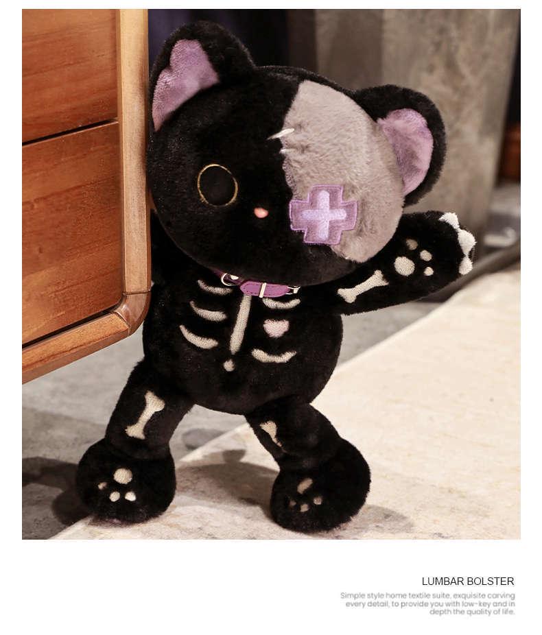 3D Plush Skull Cat Doll - Cute Cartoon Pillow and Creative Gift