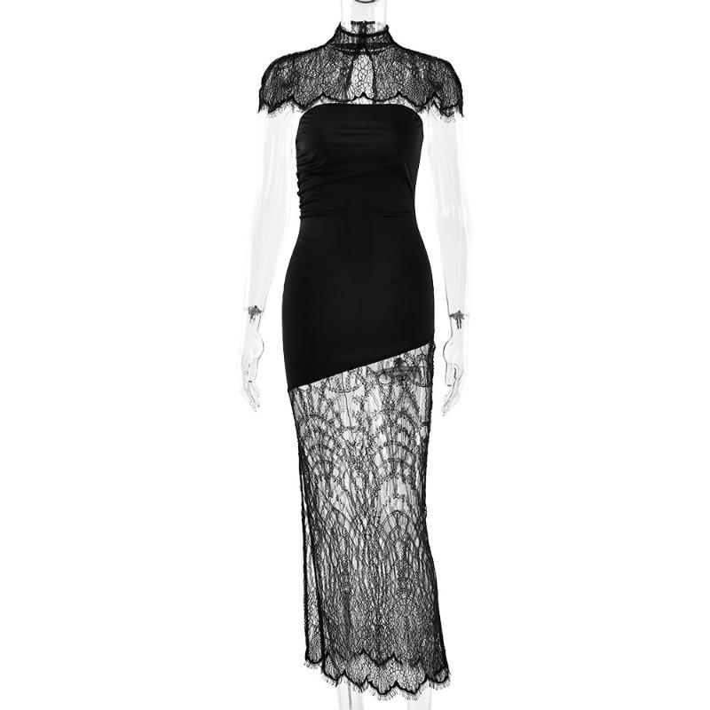 New Lace Shawl Tube Top Dress Sexy Slim Backless Split Dress Women