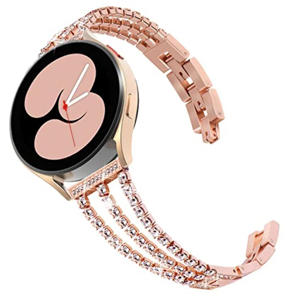 22 мм 20 мм Женский бриллиантовый ремешок-браслет для Samsung Galaxy Watch 7 6 5/Pro 4/6Classic Ремешок 40 мм 44 мм 45 мм 42 мм 43 мм 47 мм Active 2