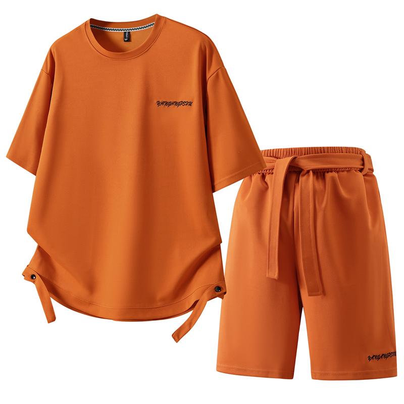 Большие размеры 4XL-10XL Модный летний комплект из 2 предметов Мужские футболки с коротким рукавом Повседневные комплекты с шортами Оверсайз