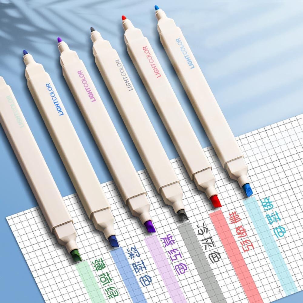 6Pcs/Set Soft Tip Pastel Highlighters Double Headed Hand Account Pens School Office Supplies