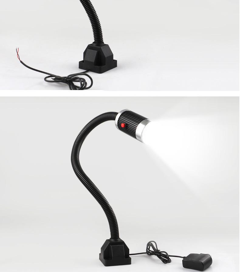 Magnetic LED Work Lights for CNC & Milling Machines, 220V/24V, Gooseneck Hose Design