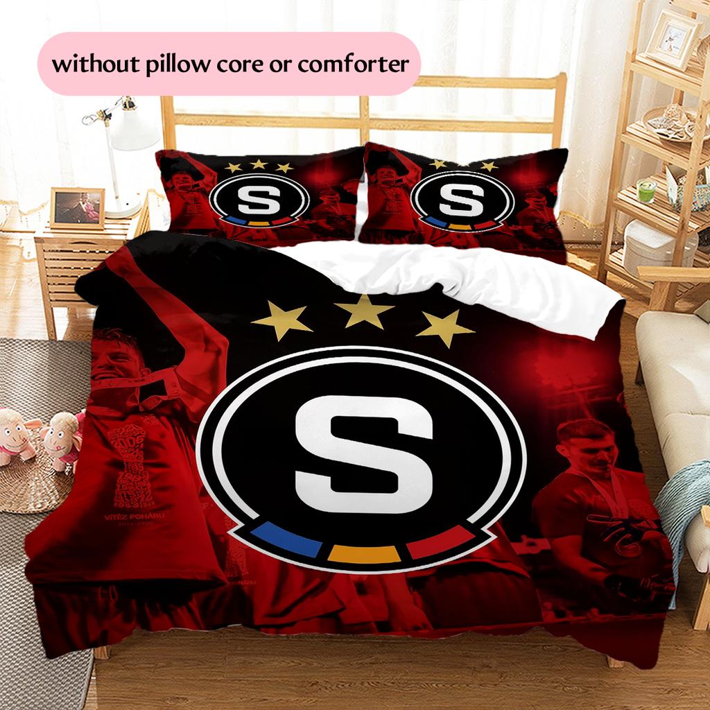 Sparta Prague football logo Pattern Bedding Home Decoration Birthday Gift (1 * duvet cover + 2 * pillowcase, without core)