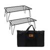 HIBARI Field Rack Camping Rack Set of 2 with Storage Case Black Camping Storage Compact Outdoor Wagon Outdoor Table Folding Table Low Chair Outdoor