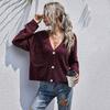 Autumn and Winter Women's Cardigan Sweater Slouchy Style Knit Mori Pure Color Dot Long Sleeve Sweater