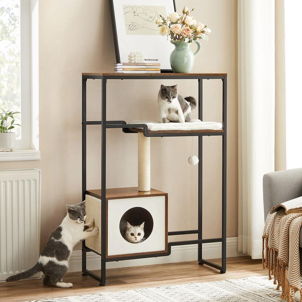 FEANDREA PCT112X01 Cat Scratching Post 2-in-1 Furniture Vintage Brown