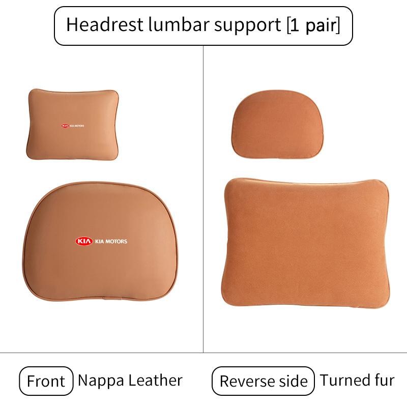 For KIA Car Leather Headrest Neck Support Seat Waist Cushion Pillow Auto Accessories Sorento Stinger Soul Spectra Niro Cadenza MF1