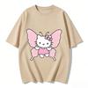 2026 New Arrival Kawaii Hello Kitty Butterfly Print Couple T Shirts Casual Loose Family Matching Outfits Parentchild Tees Tops