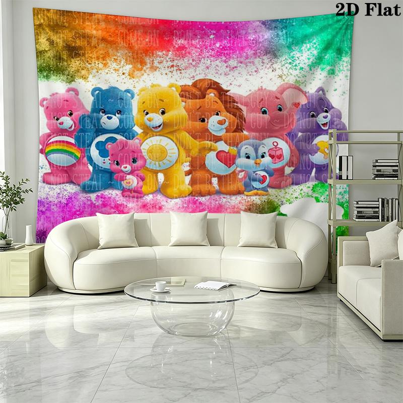 CARE BEARS Wall Tapestry Aesthetic Wall Hanging Printed Fabric Blanket Decorative Tapestries for Bedroom Living Room Home Decor