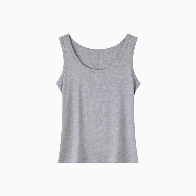 Women Solid Color Slim Fit Thin Camisole Tank Top Summer Outer Wear Inner Top