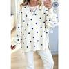 Women S Loose Pullover Long Sleeve Polka Dot Print Top
