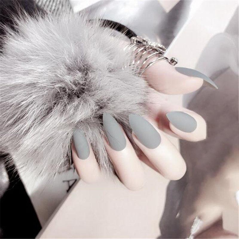 24 шт искусственных ногтей с матовым покрытием