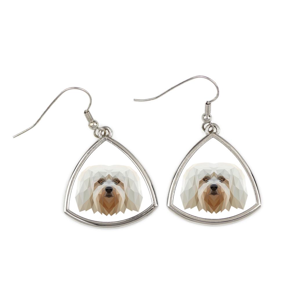 Hawańczyk, Havanese -Kolczyki Ze Zdjęciem I Napisem Geometryczne Pies Art-Dog