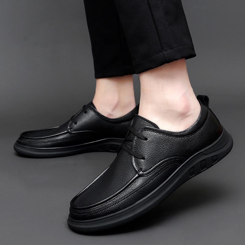 Genuine Leather Shoes Men Cow Leather Mens Casual Shoes Black Brown Plus Size Wedding Party Dress Shoes