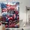 Винтажная Патриотическая Шторка для Душа - Американский Флаг и Розы, 72x72", 12 Крючков, Устойчивая к Выцветанию, Машинная Стирка, Печать Высокого Разрешения