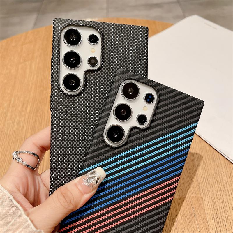 Ultra Thin Carbon Fiber Texture Magnetic For Magsafe Case For Samsung S25 S24 S23 S22 Note 20 Ultra 10 Plus Hard PC Matte Cover