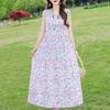 Элегантное женское платье без рукавов больших размеров с коротким рукавом и винтажным принтом, длинное платье, летняя повседневная женская одежда среднего возраста
