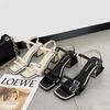 2024 Новые Брендовые Женские Кожаные Сандалии Босоножки На Квадратном Каблуке Туфли Для Женщин Летние Повседневные Черные Пляжные Туфли Белые