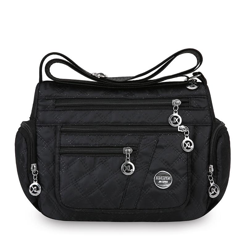 Outdoor Leisure Joker Messenger Bag Female Large Capacity Rhombic Embroidery Simple Shoulder Bag Three Layer Storage Middle Aged Handbag.